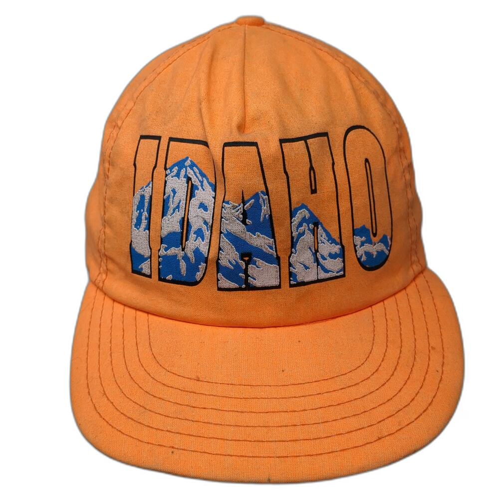 Promark 5 Panel Orange One Size Idaho Mountain Graphic USA Snapback Cotton hat